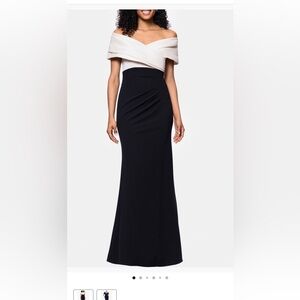 Elegant Strapless Black and Cream Dress